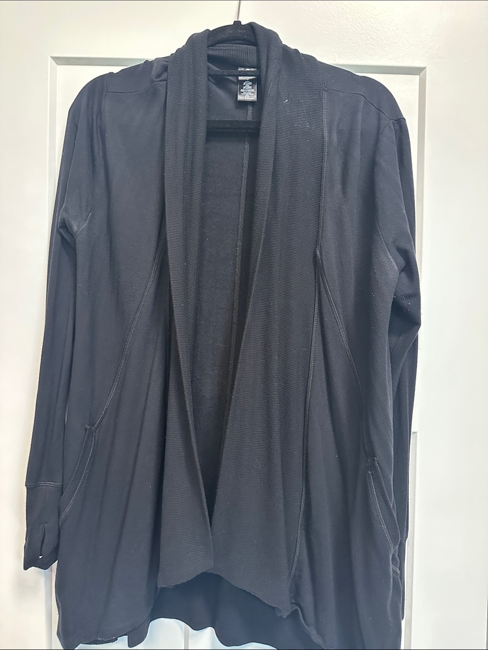 Black Open-Front Cardigan Knit Material
